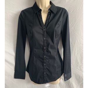 Express Essential Black Long Sleeve Career Shirt